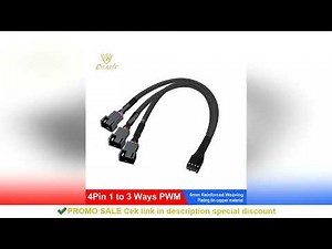 Cylarix PWM Fan Splitter Cable PC 4Pin 1 to 4 Ways Fan Power Extension Adapter Cable Black Sleeved B