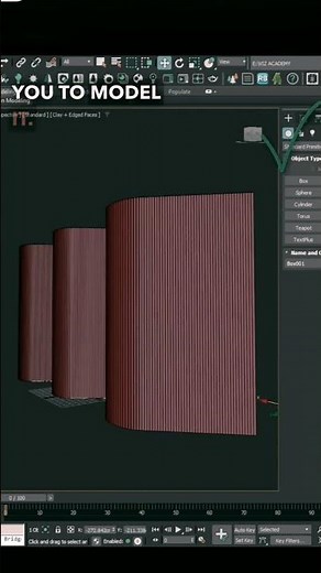 Path array in 3Ds Max curve wall design #youtubeshorts #3dsmax