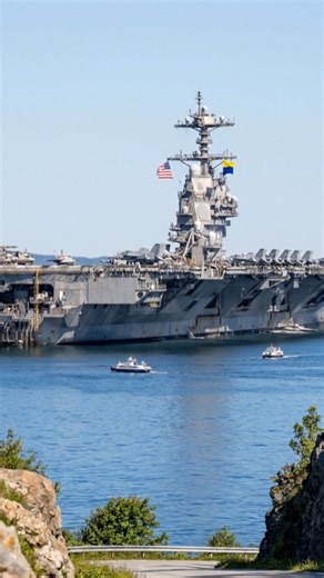 Why is the USS Gerald R. Ford in Oslo? A rare sight in Scandinavian waters. The carrier dwarfs the local ferries. Is this a training mission or a diplomatic visit? 🇺🇸🇳🇴 . . #military #usa #ussgeraldrford #cvn78 #oslo #norway #usnavy #supercarrier #aviation | Military Aviation