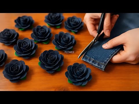 Easy DIY Denim Rose 🌹 | How to Make Beautiful Flowers from Old Jeans