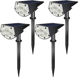 20 LED Solar Landscape Spotlights, IP67 Waterproof Solar Powered Wall Lights 2-in-1 Wireless Outdoor Solar Landscaping Light for Yard Garden Driveway Porch Walkway Pool Patio