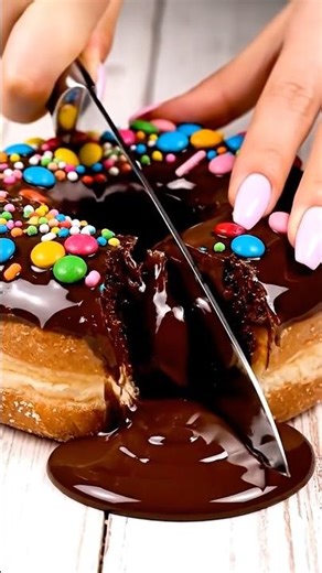 Ultra Satisfying Donut Cutting ASMR (Chocolate Explosion Inside) ! 🍩🔪#asmr