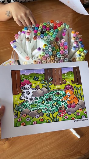 Coloring Book Review: Trying Ohuhu Markers with Bobbie Goods