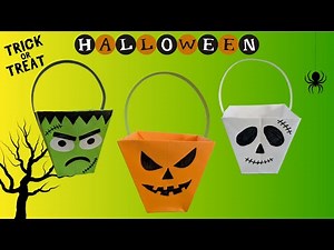 DIY Trick or Treat Halloween Basket Tutorial – Pumpkin, Frankenstein & Ghost Paper Craft