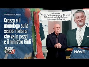 Crozza e il monologo sulla scuola italiana che va in pezzi e il ministro Giuli | Fratelli di Crozza