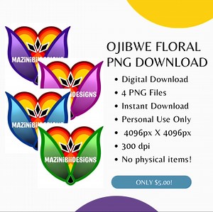 Digital Download PNG Ojibwe Floral by Mazinibiidesigns | 4 PNG | 4096px X 4096px | 300dpi | Personal Use - Etsy