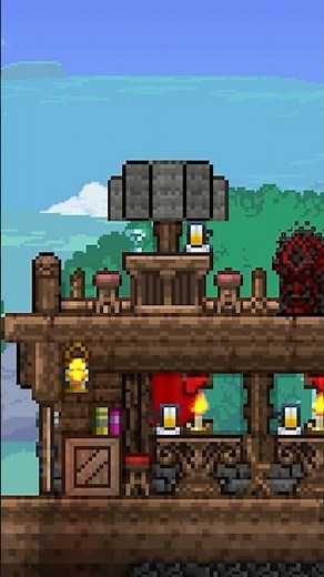 Terraria Picnic Build With Umbrella & Stools! #terraria #terrariashorts #build