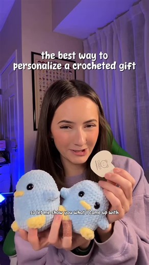 Jay | Crocheter & Artist on Instagram: "The cutest way to personalize a crochet plushie for a gift!! Like I said, even if you don’t have a printer you can just DIY them and color them with markers or something! It would be so cute! #crochetgifts #crochet #crochetchristmas #amigurumi #yarn"