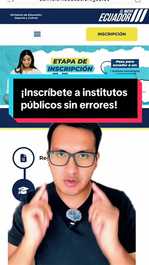 Cómo inscribirse a un instituto tecnológico superior público ecuador 2026 senescyt ¿Quieres estudiar en un instituto tecnológico o conservatorio público este año? Del 18 al 22 de junio de 2026 está activa la etapa de inscripción obligatoria. No te quedes fuera por un mal clic. Guarda este video para seguir el paso a paso exacto y comenta qué carrera vas a elegir. #precavidos #senescyt #institutostecnologicos #registronacional2026 #educacionsuperior