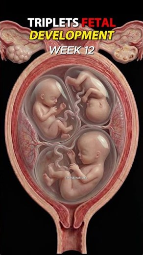 Fetal development and gestational weeks for triplets pregnancies #pregnant #shorts