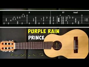 Purple rain Prince fingerstyle guitar chord tab slow tutorial