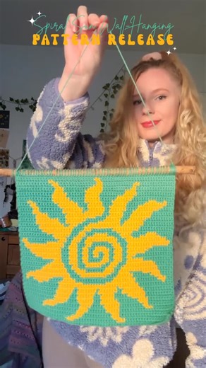 🌈 Crochet by Anna on Instagram: "The Sun Spiral wall-hanging crochet pattern is officially live in my Etsy shop! 🌸🌱⭐️ Often seen in nature, the spiral represents growth, evolution and the cycle of life 🌀 This whimsical wall-hanging is perfect for adding some handmade sunshine to your space 🌞 Pattern: @forest.threads.co Sun Spiral Tapestry Wall-Hanging crochet pattern Yarn: @paintboxyarns in Slate Green & Mustard Yellow 🔗 Etsy shop link in bio! #crochetpattern #spiral #wallhanging #diydecor