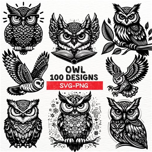 Owl SVG Bundle, Owl Clipart Collection, Intricate Owl Designs, Owl Vector Files, Digital Owl Cut Files, Cricut Owl SVG, Laser Cut Owl PNG - Etsy