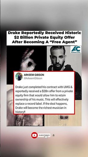 Drake Gets $2 BILLION Private Equity Offer – "Richest Musician in History" Incoming?! 😳💰🔥#drake