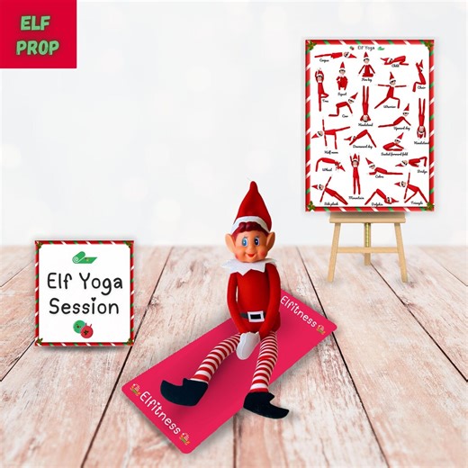 Printable Christmas Elf Prop Yoga Poses, Holiday Activity Elf Ideas (digital Download) - Etsy