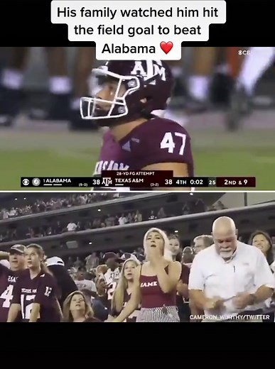 When Seth Small’s family watched him drill the game-winning FG vs. Alabama. All the emotions 👏 (camworthy) #collegefootball #sports