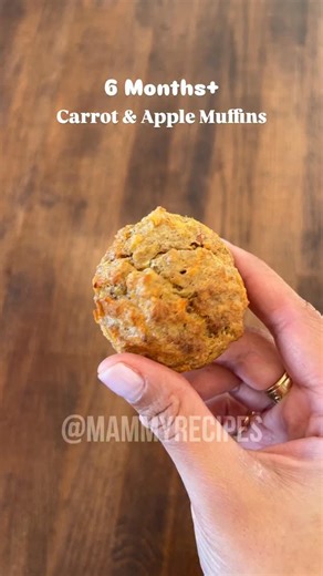 Mammy Recipes (Anita Arora) on Instagram: "6 Months+ - Carrot & Apple Muffins INGREDIENTS ▫️1 Small Grated Carrot ▫️1 Small Grated Apple ▫️1 Egg ▫️2tbs Melted Butter ▫️3tbs Milk ▫️1/3 Cup Plain Flour ▫️1/4 Cup Oats ▫️1tsp Baking Powder ▫️1/2tsp Cinnamon METHOD ▫️STEP 1 Pre heat oven 180C ▫️STEP 2 In a large bowl whisk wet ingredients together ▫️STEP 3 Stir in the rest of the ingredients ▫️STEP 4 Spoon mixture evenly across 6 muffin mould holes ▫️STEP 5 Bake for 25 minutes. Do tooth pick check to
