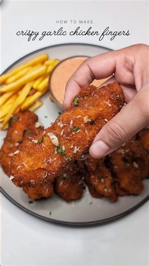Crispy Garlic Chicken Fingers | ⚠️Warning: Don't watch this if you're hungry 🤤 #friedchicken #crispy