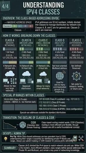 🔢 IPv4 Classes Explained: The Foundation of Network Architecture 💻🖤 #networking