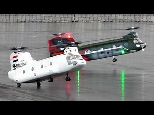 2X BIG RC VARIO CHINOOK CH-47 SCALE MODEL HELICOPTER INDOOR FLIGHT / Modell-Hobby-Spiel Leipzig 2016