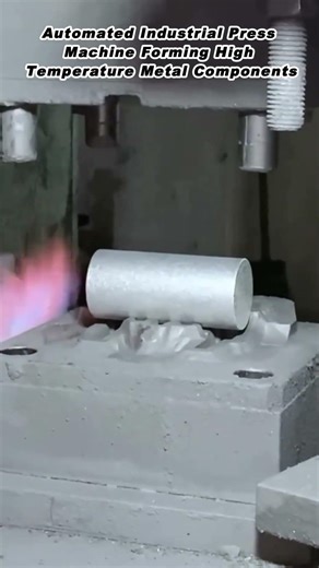 Automated Industrial Press Machine Forming High Temperature Metal Components
