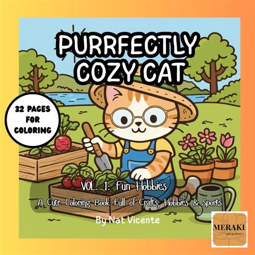 Purrfectly Cozy Cat Fun Hobbies | Bold & Easy Printable PDF Coloring Book | Cute Cat | Coco Wyo Style, Bobbie Goods Style - Etsy UK