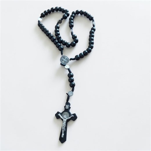 Wood Rosary Cross Necklace | Christian Beaded Cross Necklace | Virgin Mary INRI Pendant Necklace | Religious Faith Jewelry Gift - Etsy