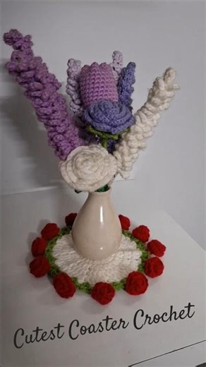 Flower Coaster Crochet | Floral Vase 🌸 #shortvideo #shorts #diy #amigurumi #short #viral #trending