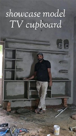 Hall TV cement cupboard design #home #cupboard #construction #cement