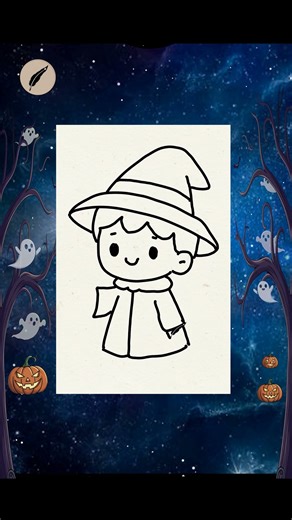 How to Draw a Halloween Little Wizard with Magic Wand ✨ for Kids & Beginners #lidoartworks