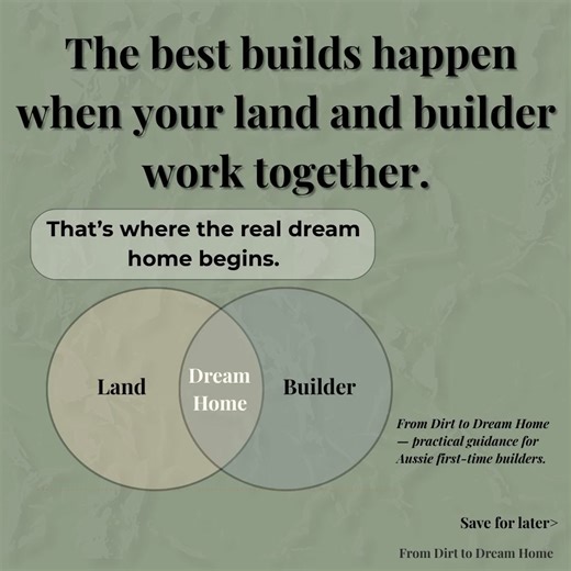 🏡 Land first or builder first? It’s a question I hear all the time — and it’s one that can completely change your building experience (and your budget). In this post, I’ve broken down both paths: what works best when you’ve already fallen for a block, what to watch out for if you start with a builder, and why the sweet spot is getting them talking early. The best builds happen when your land and builder work together — that’s where the real dream home begins. 👇 I’d love to know — which did you
