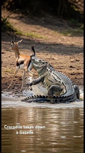 Crocodile strikes Gazelle #shorts #youtubeshorts #shortvideo #viral ￼