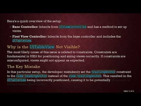 Troubleshooting: Why is Your UITableView Not Showing Up in Your ViewController?