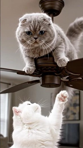 Fluffy Cat Fan Fight 😹 | The Cutest Ceiling Fan Drama Ever!”