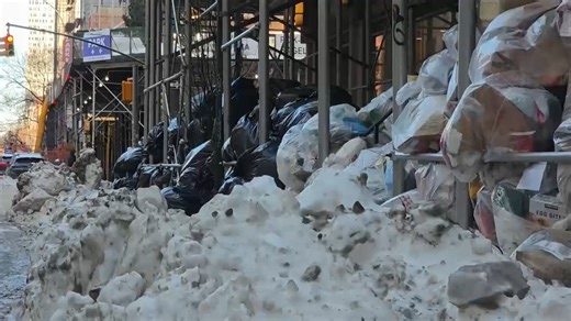 DSNY working to catch up as trash piles up on snowbanks in parts of New York City