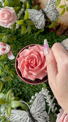 850K views · 27K reactions | Rose Dirt Cake  Follow package to make one chocolate pudding. Crush one family size package of Oreos. Combine set chocolate pudding with Cool Whip. In a mini pot layer soil (crushed Oreos) and pudding mix. Top with the soil. Melt pink chocolate melts and place in rose mold. Add chocolate rose to top of pots. Use a shovel spoon to eat! #gardenparty #coquetteaesthetic #dessertrecipe | All Things Jamie | Facebook