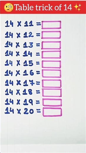 Table trick of 14🔥#maths #mathstricks #subscribe #mathematics#mathas #mathematicstricks #table#Viral