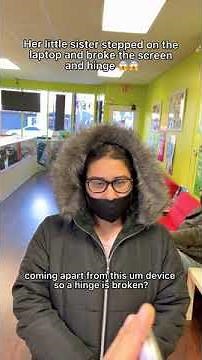 Her little sister stepped on the #laptop and cracked the screen and hinge 😱 #pc #computer #hp