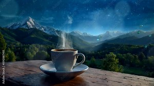 Savoring Coffee with a Picturesque Nature Backdrop