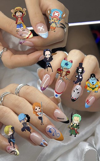 One Piece Straw Hat Crew Nail Art – Full Crew Design