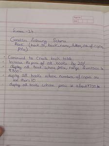 Page No.DateSummer - 24Gonsider following Schema.Book (boo... | Filo