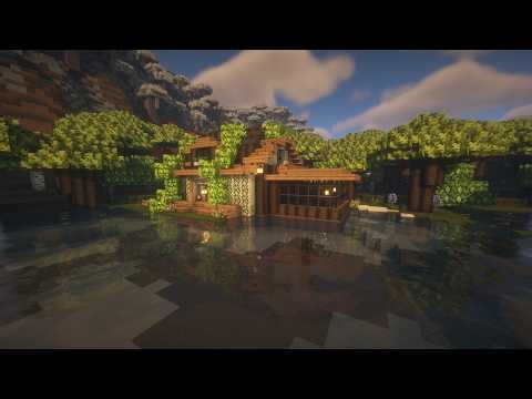 ASMR Minecraft ・Aesthetic Forest Water House Tutorial ・ Gum Chewing & Bubbles + Keyboard Sounds