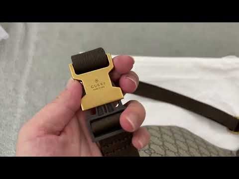 G-ucci Ophidia small belt bag in beige and dark brown fabric