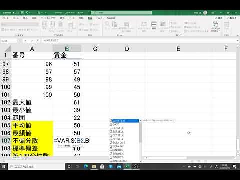 エクセルの関数を用いた記述統計量の計算（字幕編集済み）