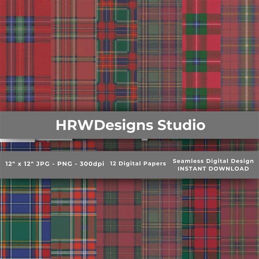 Royal Stewart Tartan Digital Paper Vol 1 PNG JPG, Scottish Plaid Seamless Pattern Pack, Clan Heritage Background - Etsy