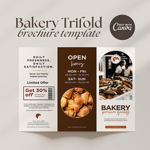Bakery Brochure Template, Cake Business, Cake Flyer, Food, Clients Flyer, Dessert Shop, Marketing, Pastries Cupcakes, Trifold Brochure - Etsy