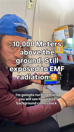 🌍Global Hydropreneur💧⚡️💰 on Instagram: "✈️📡 At 10,000 meters above ground, I tested the EMF environment inside an aircraft using an SDR (Software Defined Radio) detector. 📊🌐 The readings showed significantly elevated electromagnetic activity — a reminder of how much invisible technology surrounds us. 🧠✨ Awareness is key. This demonstration is about understanding exposure, not fear. 🛡️🤍 I then activated my patented Emguarde device by our Japanese company, designed to help support a more