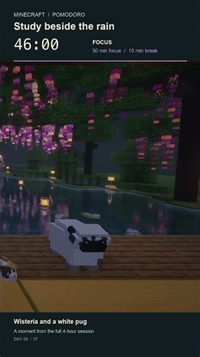 Wisteria, Rain & a White Pug | Minecraft Study with Me