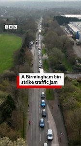 Aerial footage shows a mile-long line of traffic as residents in a part of Birmingham queued to use a mobile waste collection site. [📸 04/04/25] | BBC Wolverhampton & Black Country