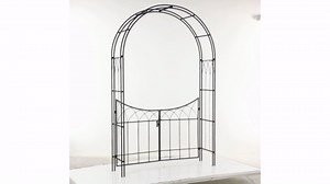 Litton Lane Black Metal Traditional Garden Arbor 86 In. x 55 In. 040497